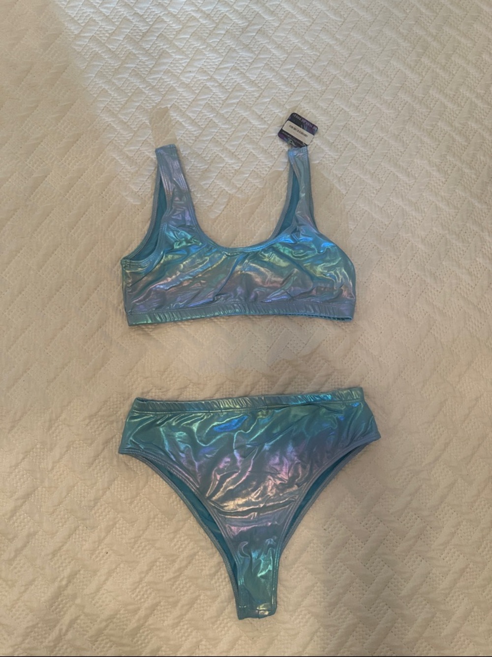 Freedom Rave Wear Iridescent Blue Bikini Set